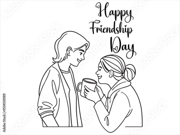 Obraz Happy friendship day line art design