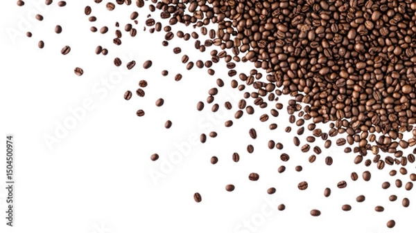 Obraz Roasted Coffee Beans Pile Isolated on White Background