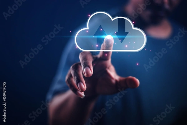Fototapeta cloud technology concept Global network of metaverse systems exchange of information global business Megatrends on the Internet for Telecommunication	