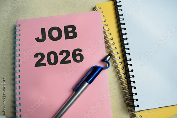 Obraz Concept of Job 2026 write on book isolated on Wooden Table.