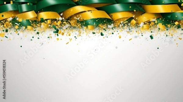 Fototapeta Vibrant festive background with colorful confetti, shimmering stars, and sparkling tinsel