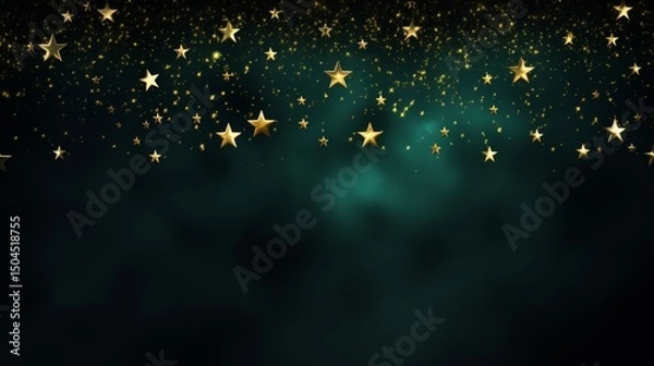 Fototapeta Vibrant festive background with colorful confetti, shimmering stars, and gleaming tinsel