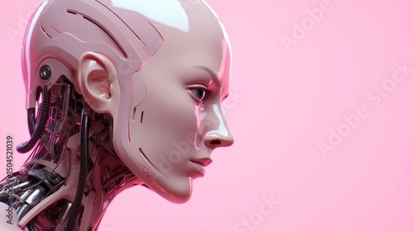 Fototapeta Minimalist robotic humanoid standing against a clean background for modern design aesthetics