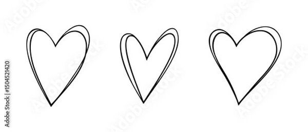Fototapeta The heart, a symbol of love and romance, is isolated on a white background, hand-drawn with a line, vector illustration. Abstract graphic element for holidays, decorations, weddings, valentines