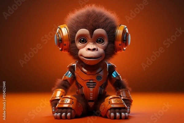 Fototapeta Minimalist robotic cheburashka design on a simple background for modern aesthetic appeal