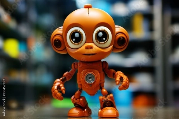 Fototapeta Minimalist robotic cheburashka against a clean background  a modern take on a classic character