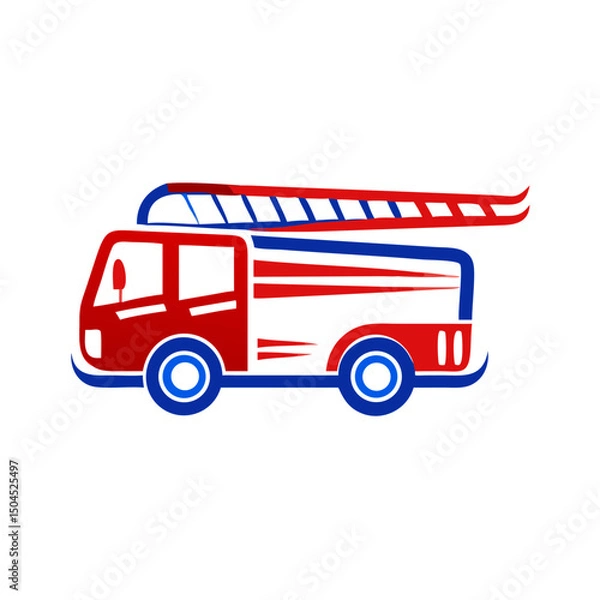 Obraz Fire truck icon in red and blue, emergency vehicle concept