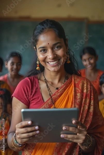 Fototapeta indian classroom session using modern technology