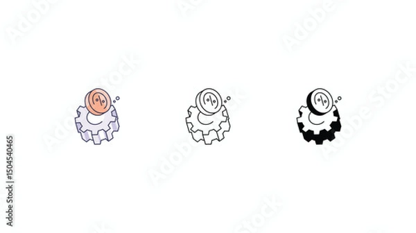 Fototapeta Management icons vector set color line glyph line icons stock illustration
