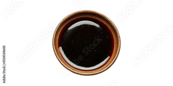 Obraz Ceramic bowl filled with soy sauce top view isolated on transparent background