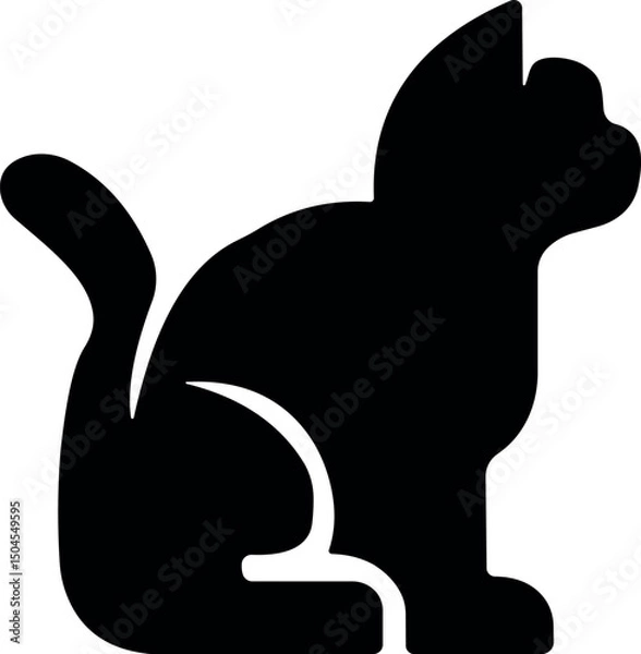 Fototapeta Solid cat silhouette vector icon—feline pet graphic