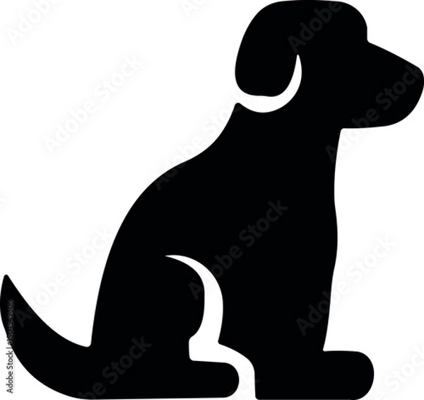 Fototapeta Solid dog silhouette icon—sitting canine vector graphic