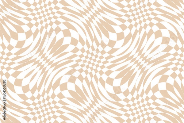 Fototapeta Vector abstract checkered background. Dynamic backdrop with optical illusion, op art.
