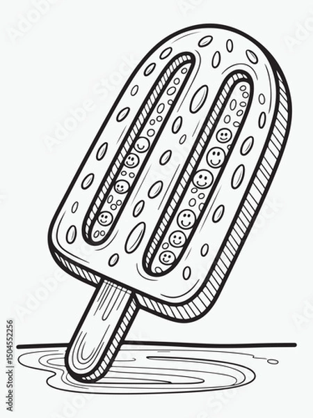 Obraz Doodle Watermelon Popsicle with Smiling Seeds Coloring Page