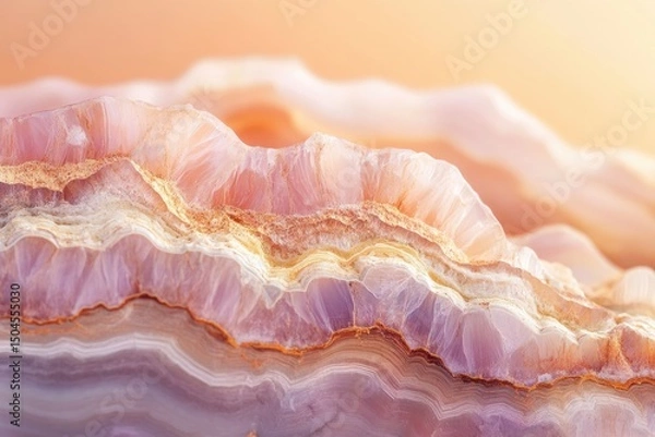 Fototapeta An abstract close-up shows layers of pink and purple crystal, forming a delicate, textured geological formation.