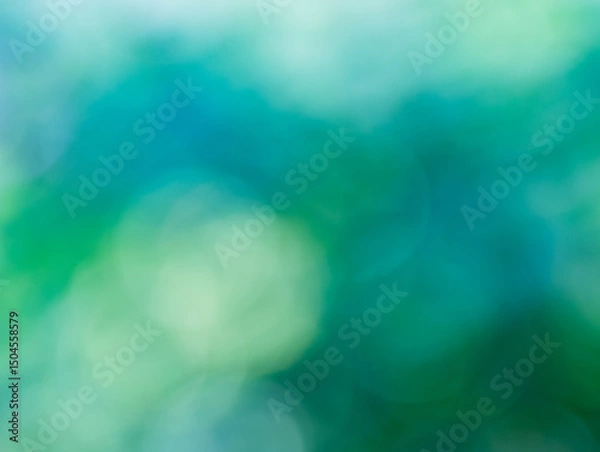 Obraz Dreamy blue green zen blurred background of various soft circles of confusion of blues and greens for any creative project. Create a lovely ethereal, serene and tranquil backdrop from nature's colors.