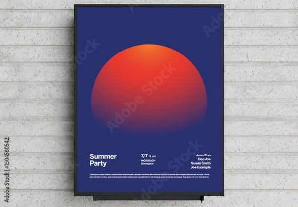 Fototapeta Summer Party Poster Template with Abstract Gradient Sunset