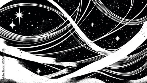 Obraz Celestial abstract background in engraved vintage sky pattern