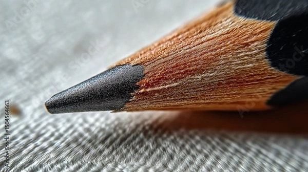 Obraz Close-up shot of pencil tip emphasizing graphite writing instrument on textured background