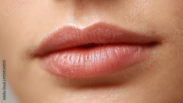 Obraz Close-up shot of plump and sensual lips with soft skin and natural lip color