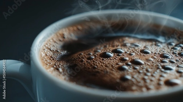 Obraz Steaming cup of rich coffee with aroma rising, invigorating start to day