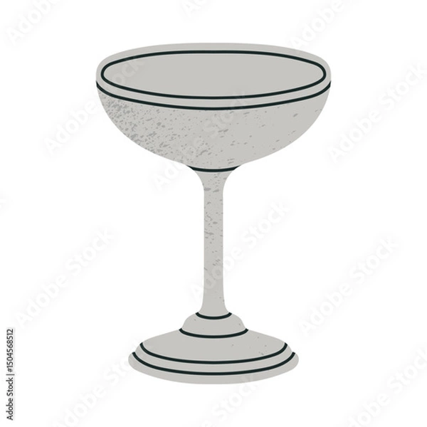Fototapeta Vector illustration of vintage silver ice-cream bowl. Can be used in  restaurant and kitchenware advertisements, antiques promotional materials, lifestyle blogs, prints, cards and invitation designs.