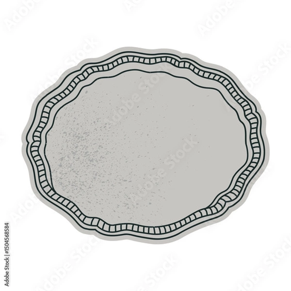 Fototapeta Vector illustration of vintage silver tray. Can be used in restaurant and kitchenware advertisements, antiques promotional materials, lifestyle blogs, prints, cards and invitation designs.