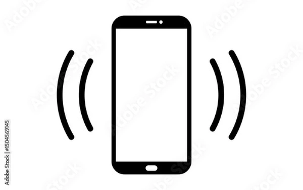 Fototapeta Ringing phone icon smartphone calling line vibration digital mobile lint art technology cellular receiver silhouette