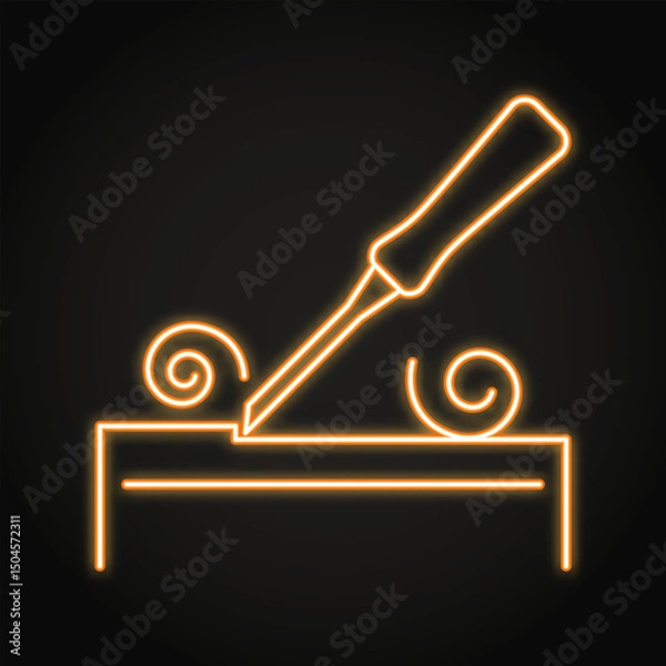 Obraz Wood chisel neon line icon