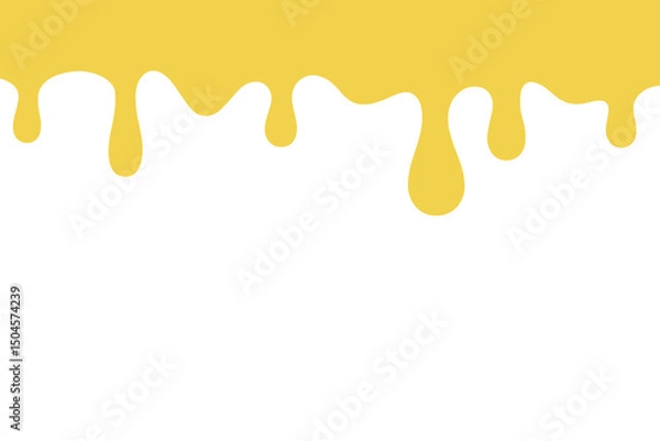 Fototapeta Flowing dripping liquid, honey, cheese, glaze. Hand-drawn, vector illustration, flat design. Molten liquid product for frame, decoration, label, banner. Page Separator