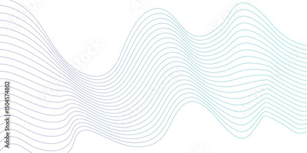 Obraz blue wavy ocean flowing dynamic lines isolated on transparent background. Abstract colorful wave line transparent background modern stream. curvy abstract art lines for decoration, flowing water lines