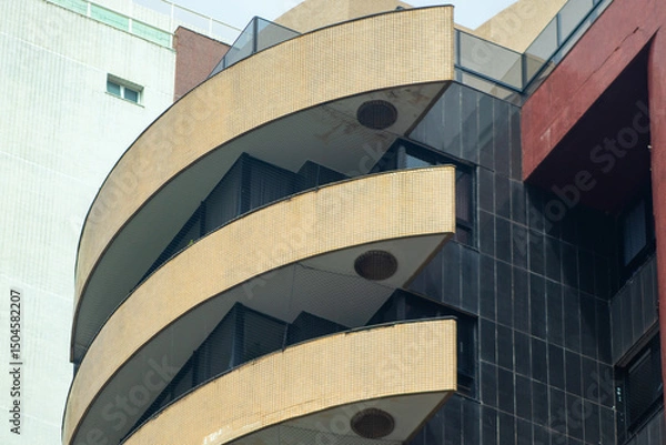 Fototapeta Residential building with modern facade.