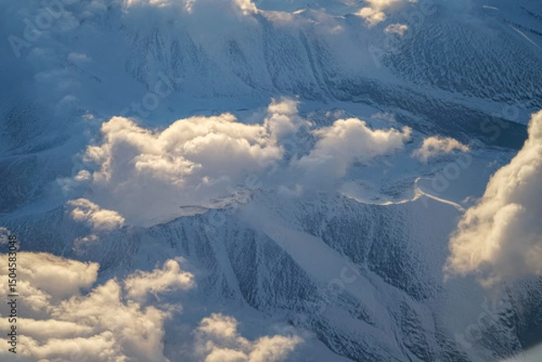 Fototapeta Aerial view of snow mountain