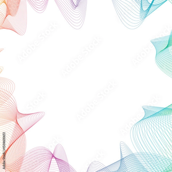 Fototapeta Rainbow wave lines frame. Vector illustration.