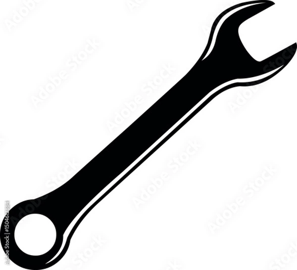 Obraz vector illustration black and white icon wrench spanner