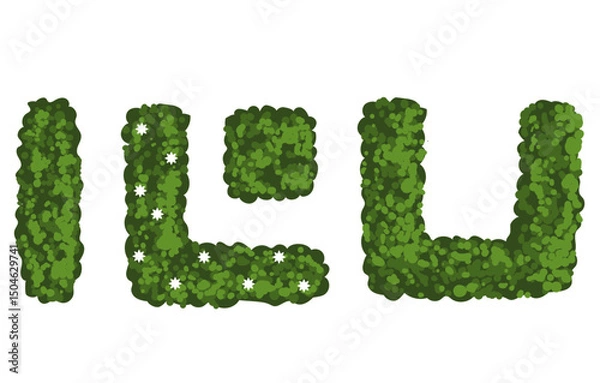 Obraz Top view plant landscape garden bushes element isolated set. Vector flat graphic design illustration