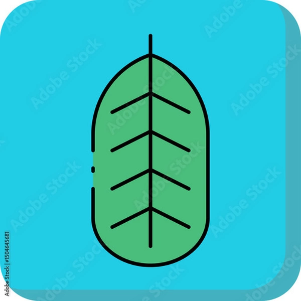 Obraz Dark green leaf single vector icon illustration