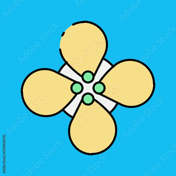 Fototapeta Dotted yellow flower single vector icon illustration