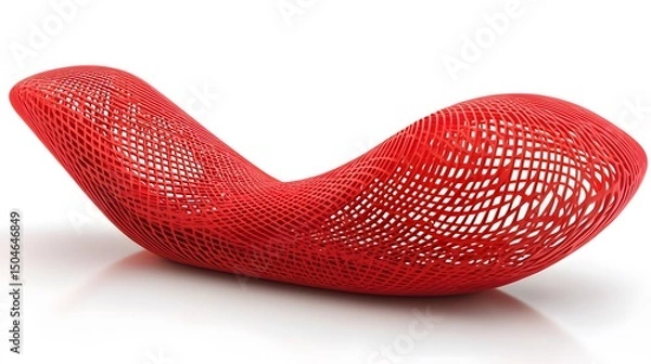 Fototapeta Abstract Red 3D Lattice Structure Design Modern Parametric Architecture