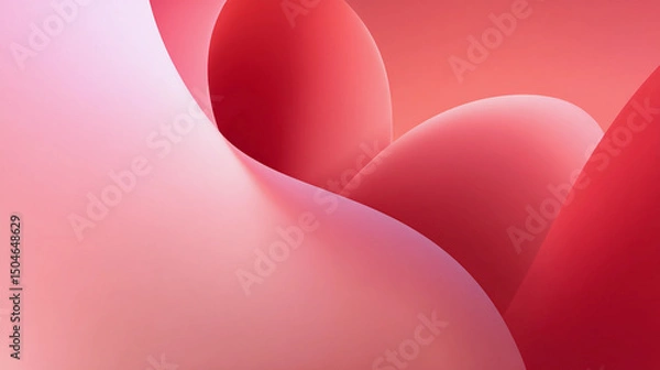 Fototapeta Abstract 3D rendering of flowing curves in shades of red and pink.