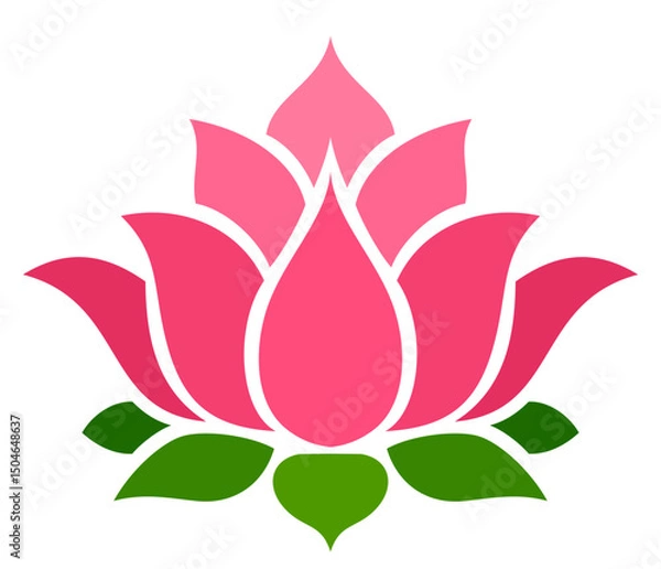Obraz Pink lotus flower isolated on a white background. Lotus flower silhouette. Vector illustration