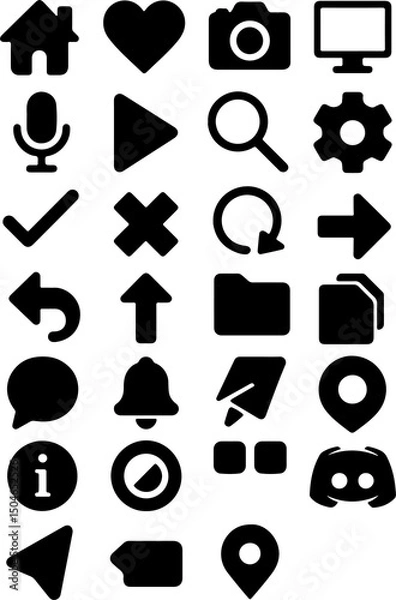 Obraz Web icon set vector illustration with internet business and love symbols