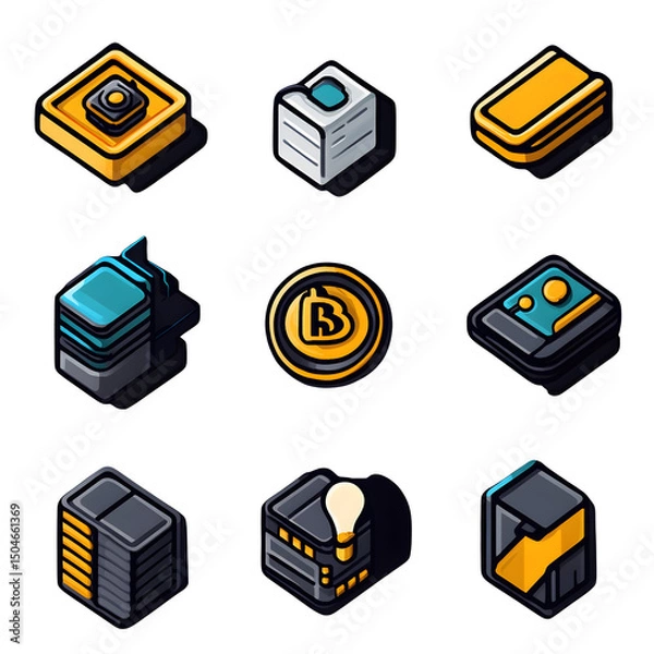 Fototapeta Transaction & Blockchain Icons