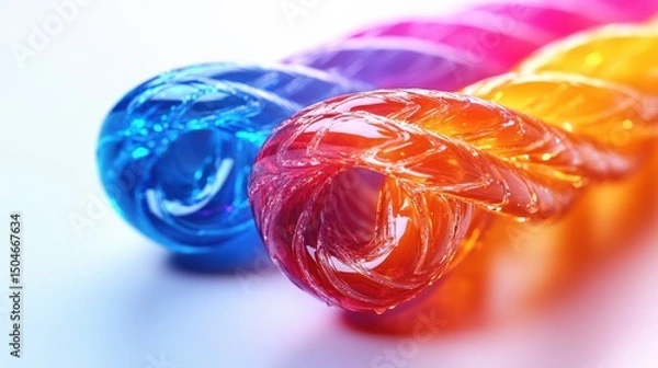 Fototapeta Colorful abstract swirls of transparent material with high gloss finish