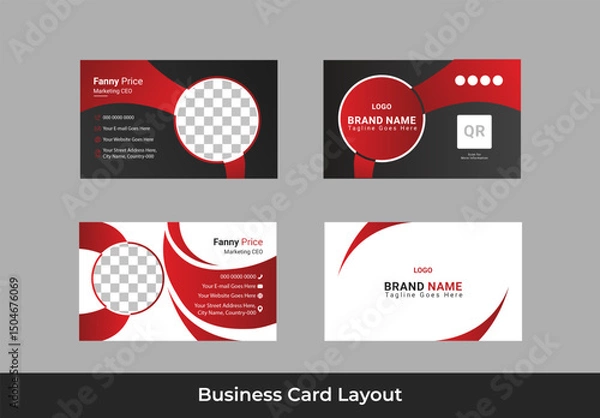 Obraz Elegant Red and Black Business Card Designs for Corporate Branding