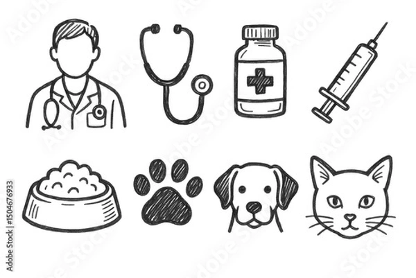 Obraz Veterinary Icon Sketches