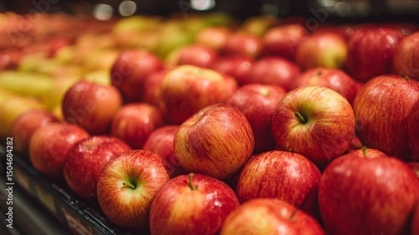 Obraz Red and green apples on supermarket stand