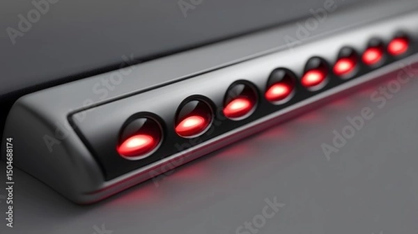 Obraz Futuristic Red Light Panel Technology Interface Buttons