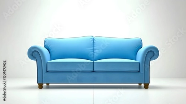 Fototapeta Elegant Light Blue Sofa, Modern Furniture, Home Decor, Living Room