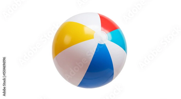 Fototapeta Isolated beach ball summer fun inflatable toy colorful ball for pool party and beach vacation games on transparent background